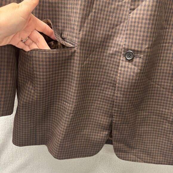 Ermenegildo Zegna Fabric Blazer Mens 48 L Custom Jacket Brown Wool Sport Coat - Picture 6 of 9
